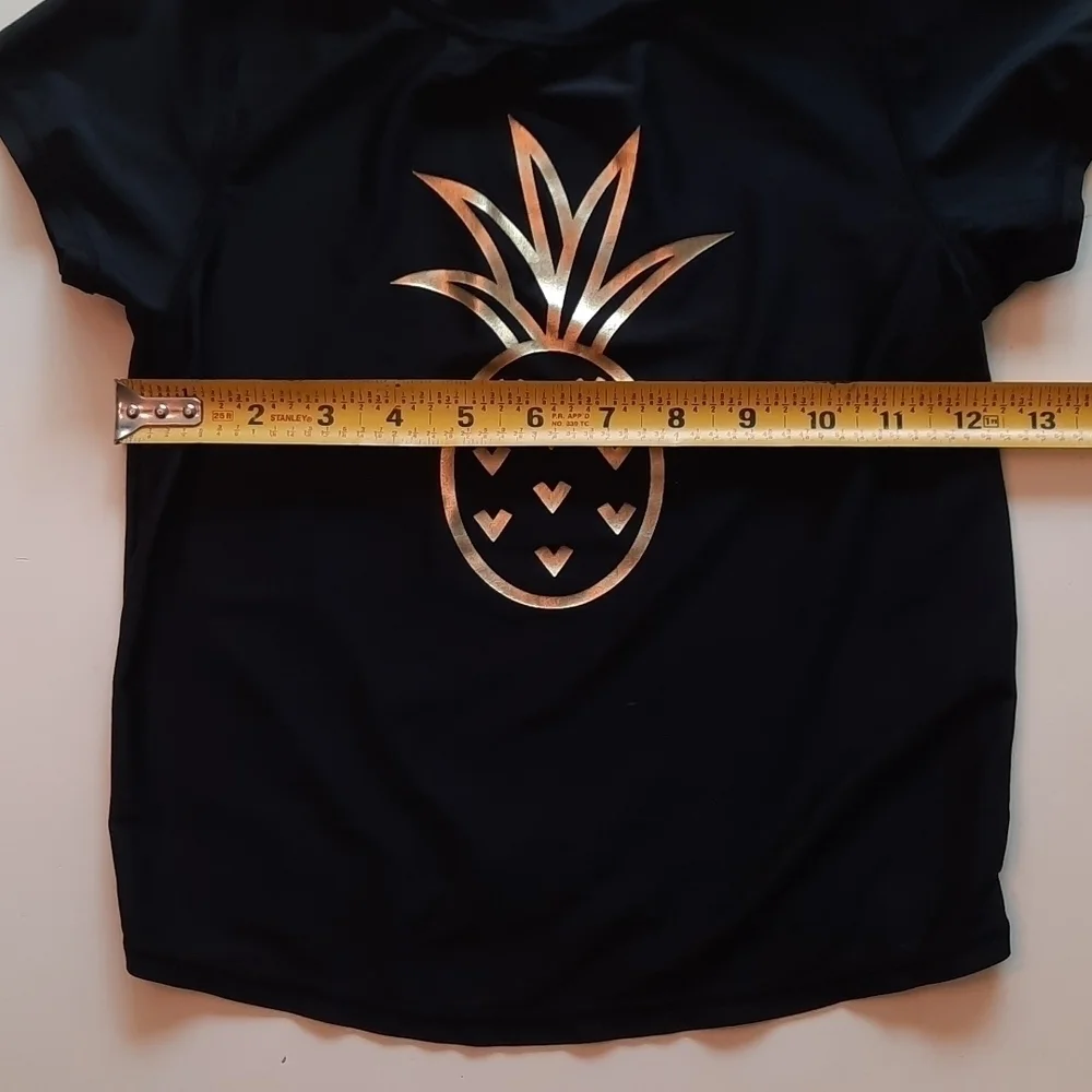 Cat and Jack large 10 12 black gold pineapple short sleeve swim rashguard